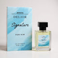 Discover Signature by Delior – a luxury unisex perfume with ambroxan, bergamot, amber, and woody musk notes. Long-lasting niche fragrance.